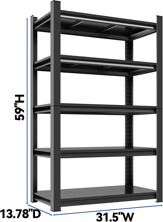 59''H Garage Shelving Heavy Duty Rack, 3000 LBS Extra Large Capacity 5 Tier - Image 2