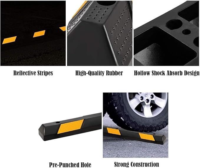 Goplus Parking Block, Heavy Duty Parking Target, Garage Wheel Stoppers - Image 6