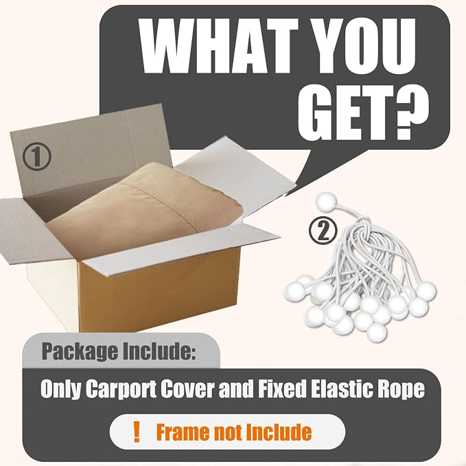 12'x20' Canopy Replacement Cover, Beefull Carport Replacement Canopy - Image 7