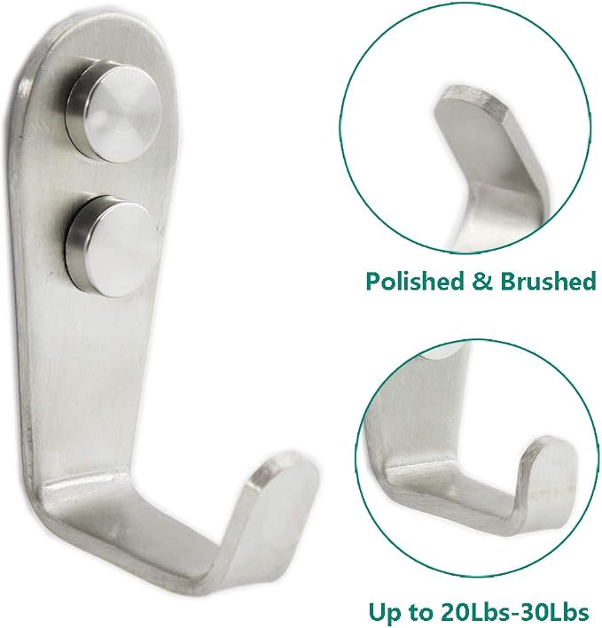 Stainless Steel Coat Hooks, Heavy Duty Metal Hangers - Image 4
