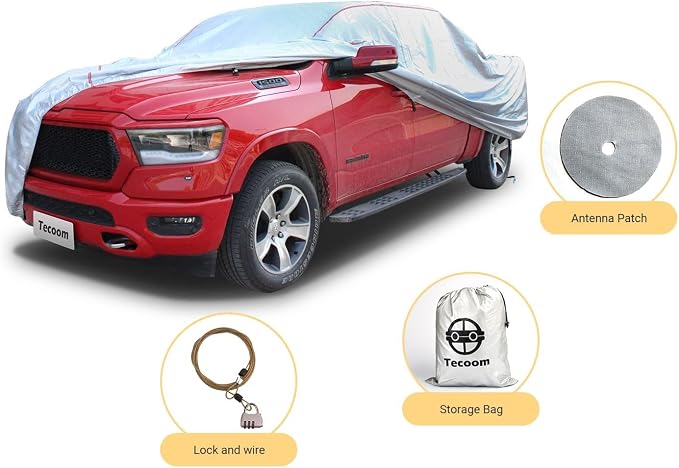Tecoom Hard Shell Truck Car Cover Waterproof UV-Proof Windproof Zipper Design - Image 4