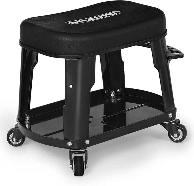 M-AUTO Heavy Duty Garage Rolling Work Seat 300LBS Capacity Mechanics Stool by M-AUTO