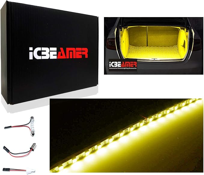 ICBEAMER 12" Amber Yellow 18SMD 2835 LED Strip Light Universal Fit Car Trunk - Image 7