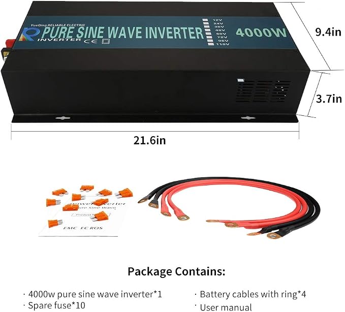 WZRELB Home Power Supply Off Grid Pure Sine Wave 12Vdc to 120Vac 60Hz 4000W - Image 10