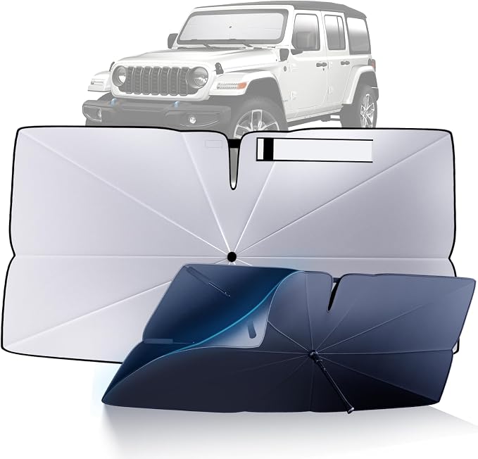 Windshield Sun Shade Umbrella for 2018-2025 Jeep Wrangler JL Accessories: by HIMUMOY