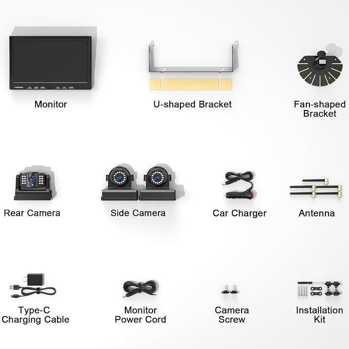 Fookoo HD 10" Magnetic Wireless Backup Camera, Rechargeable 2 Side View 1 Rear - Image 9