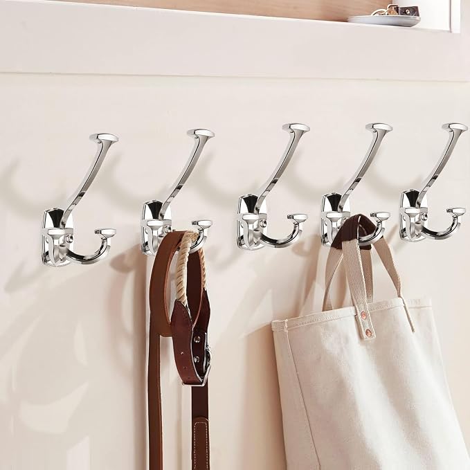 Large Wall Double-Sided Hook 2 Pack Polished Nickel Hook Decorative Heavy Duty - Image 4