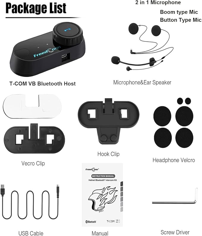 FreedConn Motorcycle Helmet Bluetooth Headset, TCOM VB - Image 7