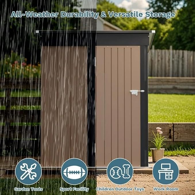 Greesum 5×3FT Outdoor Storage Shed, Metal Patio Storaged Sheds - Image 5