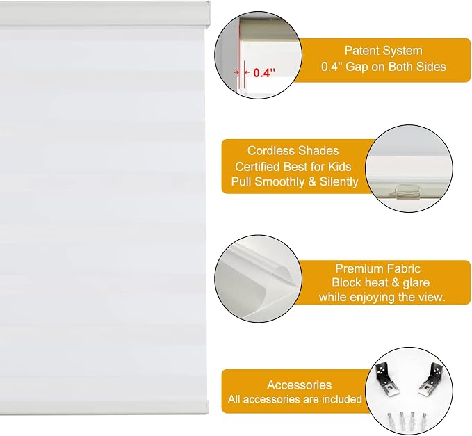 Persilux Cordless Zebra Blinds for Windows Free-Stop Roller Window Shades Dual - Image 2