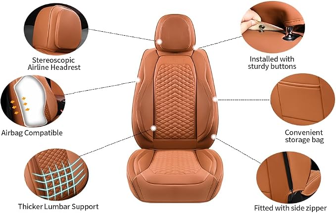 2 Packs Car Seat Covers Leather Car Seat Covers Universal Seat Covers - Image 6