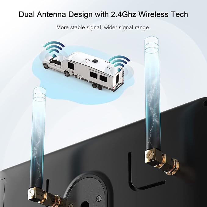 Fookoo HD 4 Cameras Wireless RV Backup System, 2 Rear View + 2 Side Cameras - Image 6