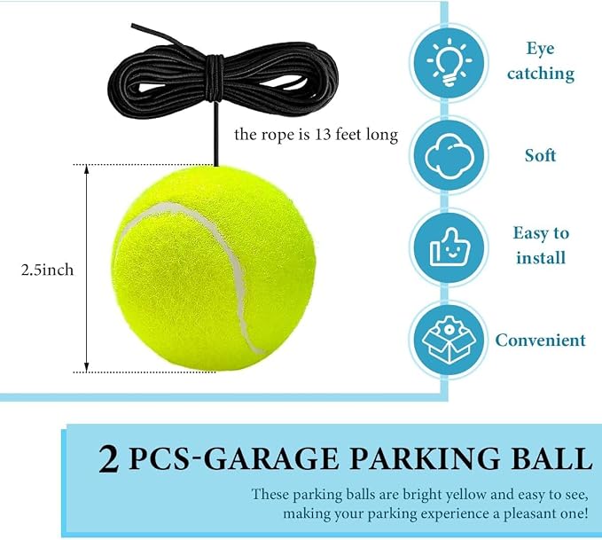 2PC Garage Parking Assistance Tennis Balls, Garage Car Stop Indicator, Garage - Image 3