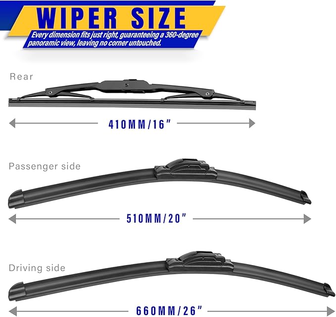 3 wipers Replacement for 2008-2019 2020 Dodge Grand Caravan, Chrysler Town & - Image 2