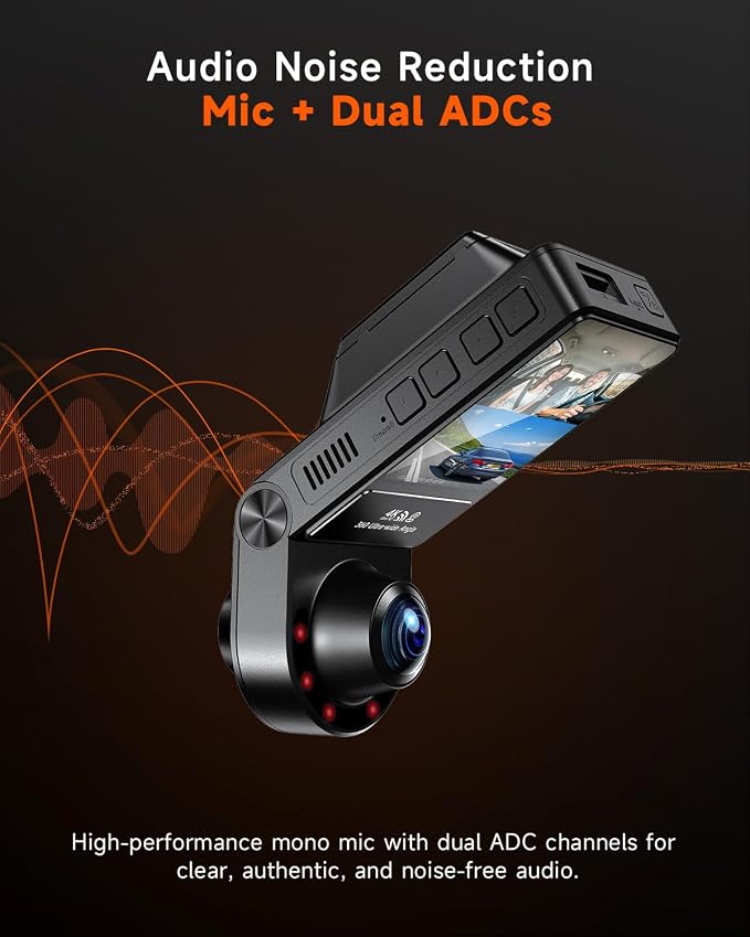 4K Dash Cam Front and Inside, 360 Camera - Image 5