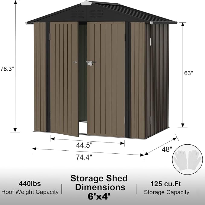 JUMMICO Metal Outdoor Storage Shed 6 x 4 FT Metal Shed - Image 7