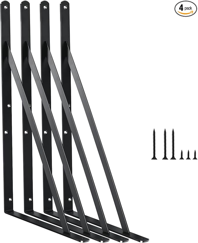 4 Pack L14 x H 10" Black Heavy Duty Shelf Brackets by MHMYDZ