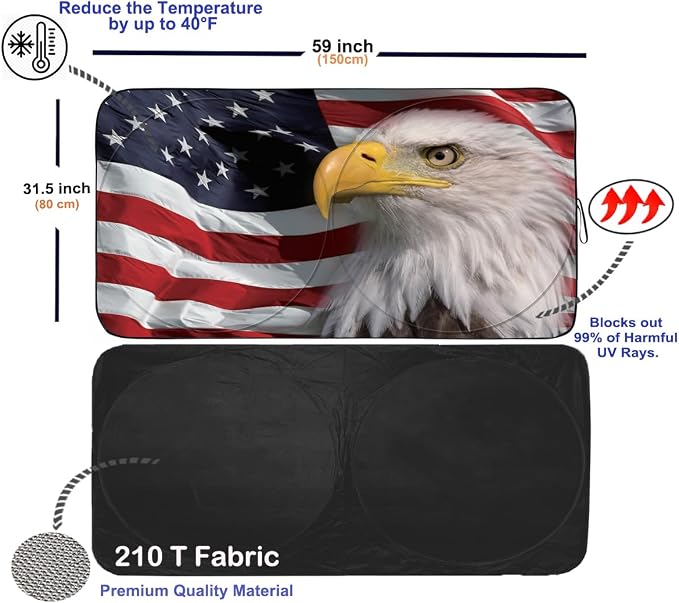 Gven Car Shade Patriotic Car Sun Shade - Image 2