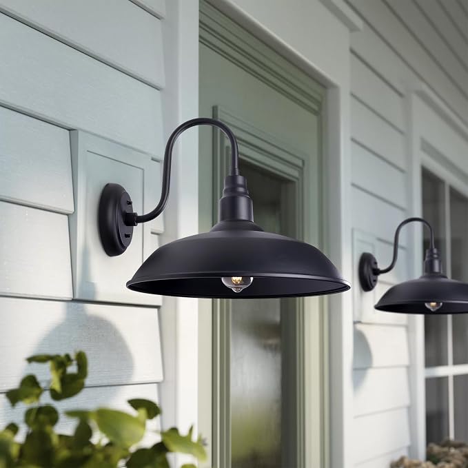 16 Inch Dome Barn Light for Porch, Large Gooseneck Outdoor Light Fixture for - Image 2