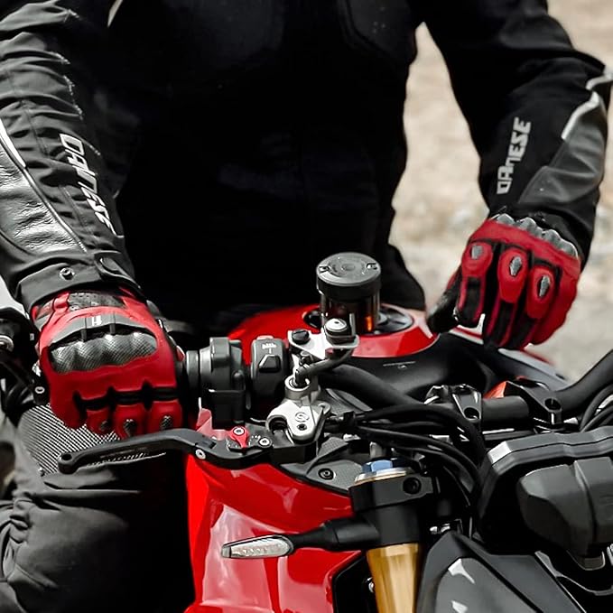 Harssidanzar Breathable Leather Motorcycle Gloves Touchscreen - Image 6