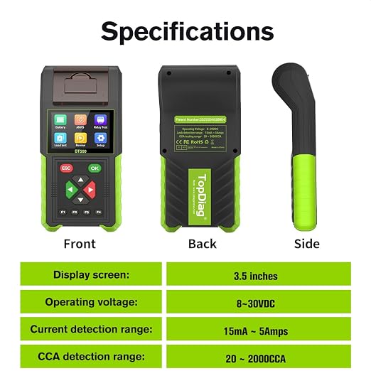 Automotive Battery Tester with Printer, 12V 24V Car Battery Load Tester and - Image 9