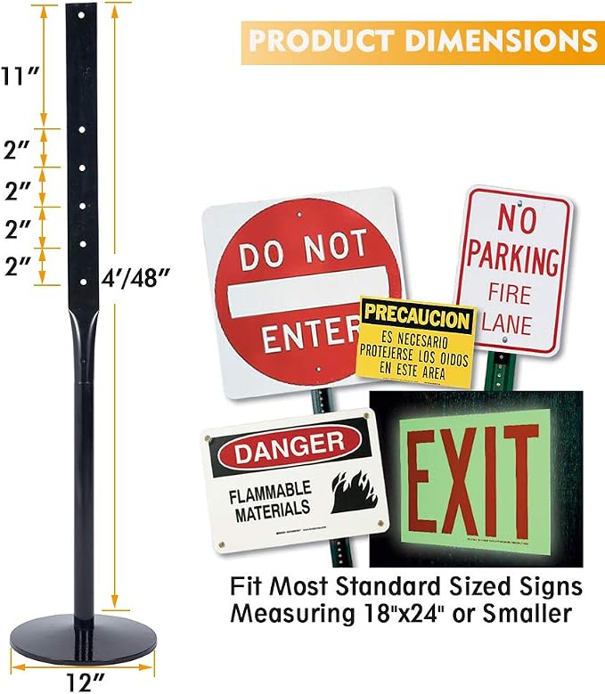 Heavy Duty Cast Iron Sign Post and Base Kit - Image 3