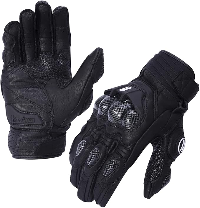Harssidanzar Breathable Leather Motorcycle Gloves Touchscreen - Image 4