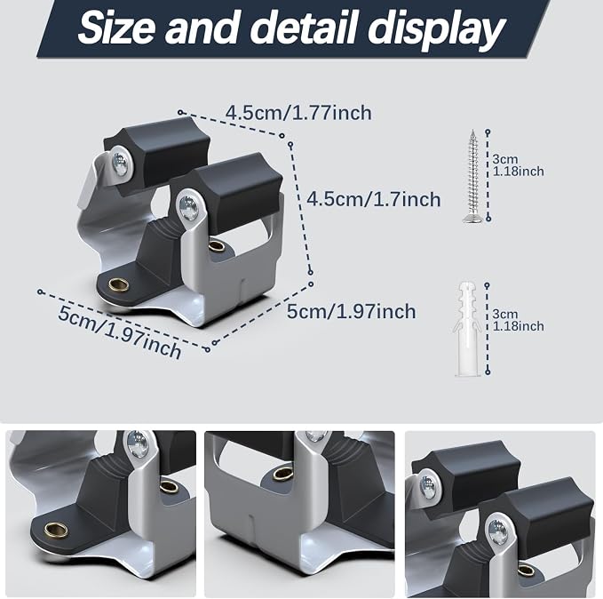 3-H Mop and Broom Holder Wall Mount 25 Pack, Broom Hanger Wall Mount - Image 3