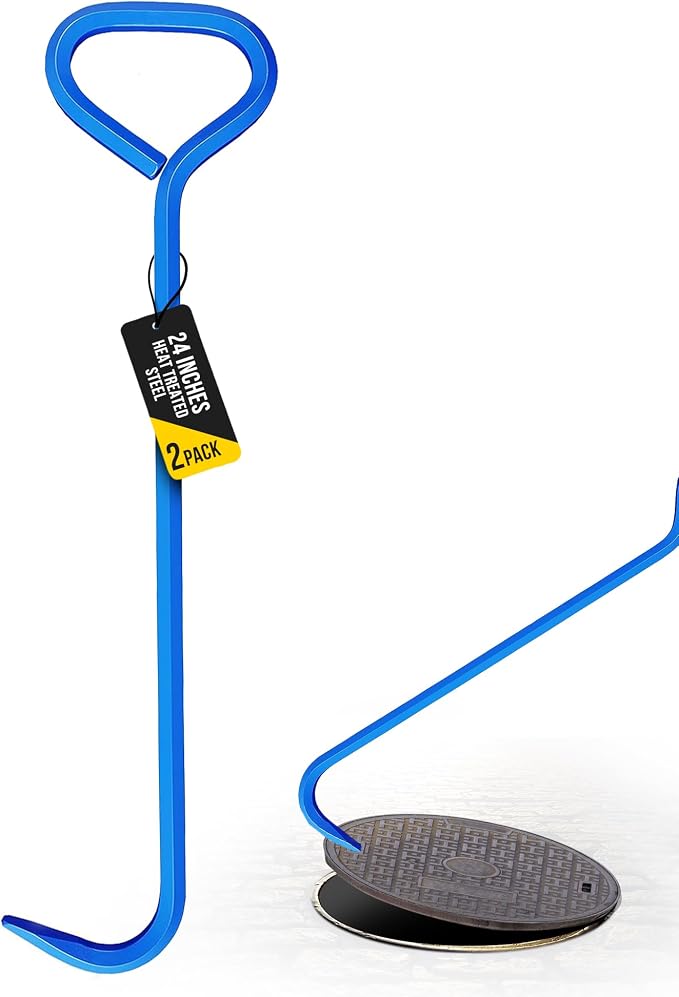 T&T Tools 24-Inch Manhole Hook Tool, 2 Pack, 5/8" Hex Alloy Steel Single Hook by TTTools