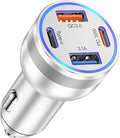 USB C Fast Car Charger, 65W 4-Port Dual USB-C & USB-A Multiport Car Phone by Avatcen