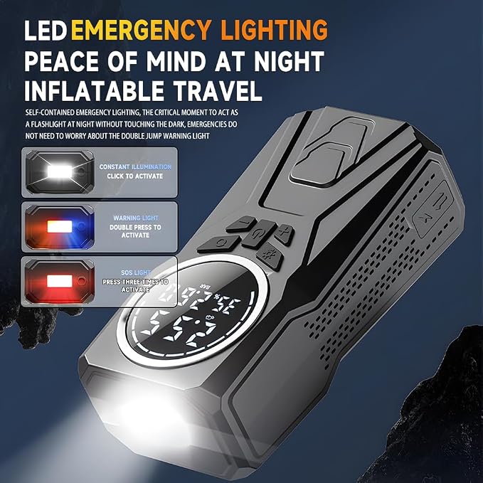 Car Jump Starter with Air Compressor, 3000A Car Emergency Starting Power Supply - Image 5