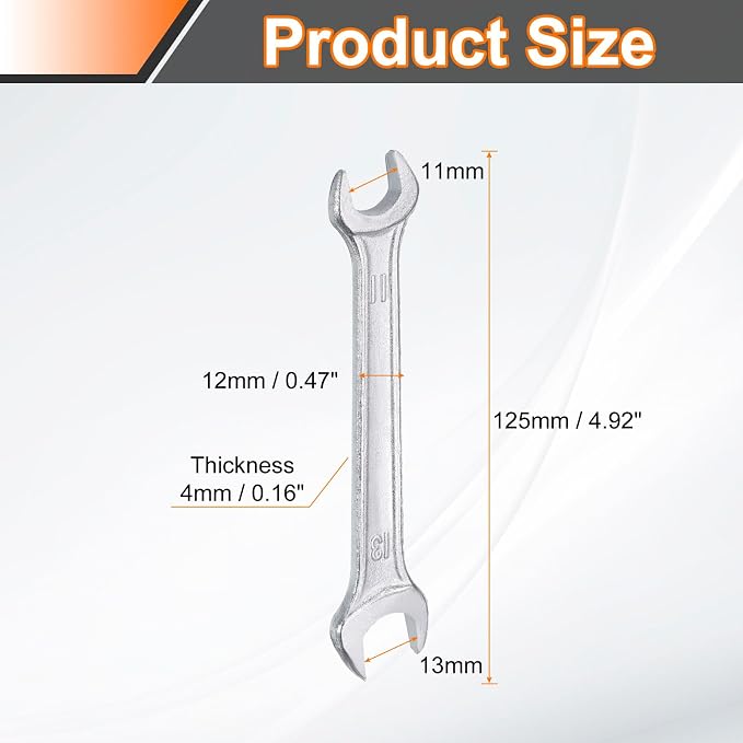 HARFINGTON 5pcs Double Open End Wrench 11mm x 13mm Metric 15 Degree Offset - Image 2