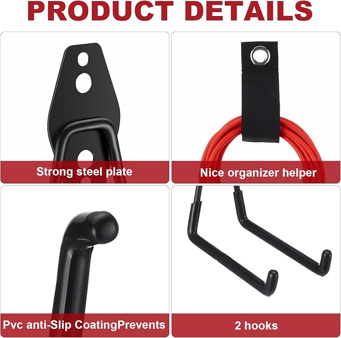 Landhoow 20 Pack Garage Hooks Set Include 12 Pcs Steel Garage Hooks Heavy Duty - Image 4