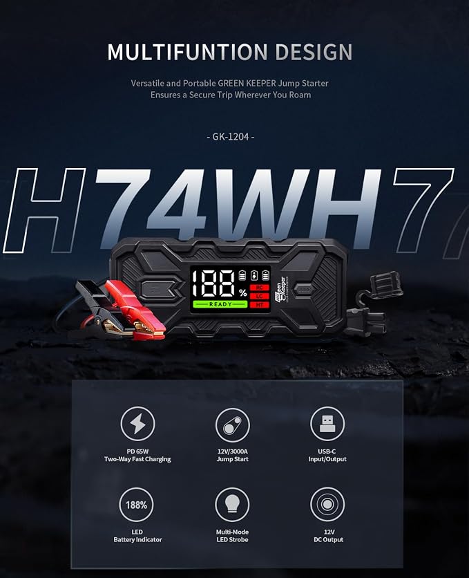 Jump Starter Battery Pack 3000A: 12V Car Battery Booster - Image 3