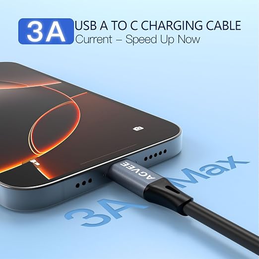 AGVEE 2 Pack 5ft Coiled Short USB to USB-C Charging Cable 3A Fast Charger Cord - Image 2