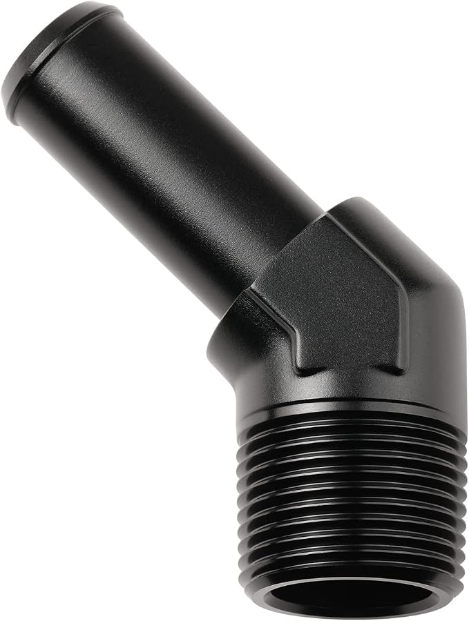 3/4 NPT Male to 3/4" Hose Barb Fitting Adapter 45 Degree Elbow Aluminum Black by Podavelle