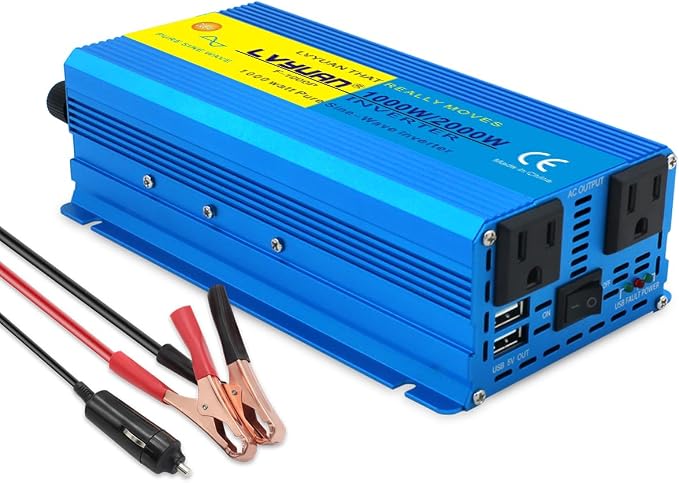 LVYUAN 1000 Watt Pure Sine Wave Inverter 24V to 110V / 120V DC to AC by LVYUAN