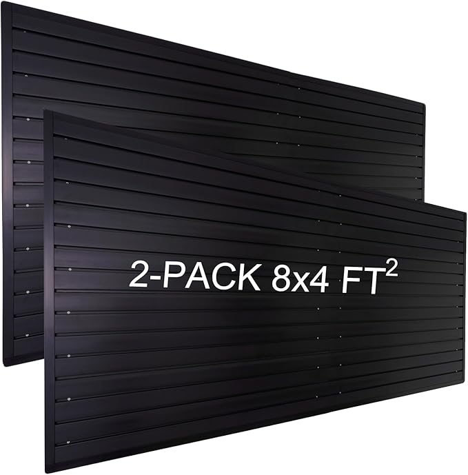 Slat Wall Paneling Garage Wall Organizer, PVC Black Slatwall Panels 2 Pack 4x8 by FRAYSCENT