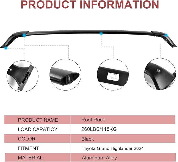 KINGGERI Lockable 260LBS Roof Rack Cross Bars Compatible - Image 8