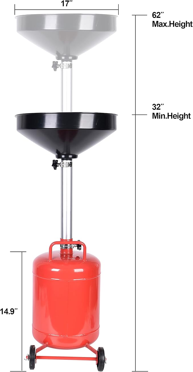 PONO 5 Gallon Oil Drain Portable Steel Oil Drain, Waste Oil Drain Tank - Image 2