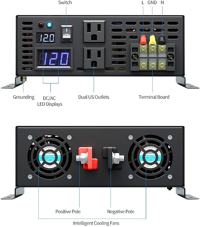 WZRELB Home Power Supply Off Grid Pure Sine Wave 12Vdc to 120Vac 60Hz 4000W - Image 4