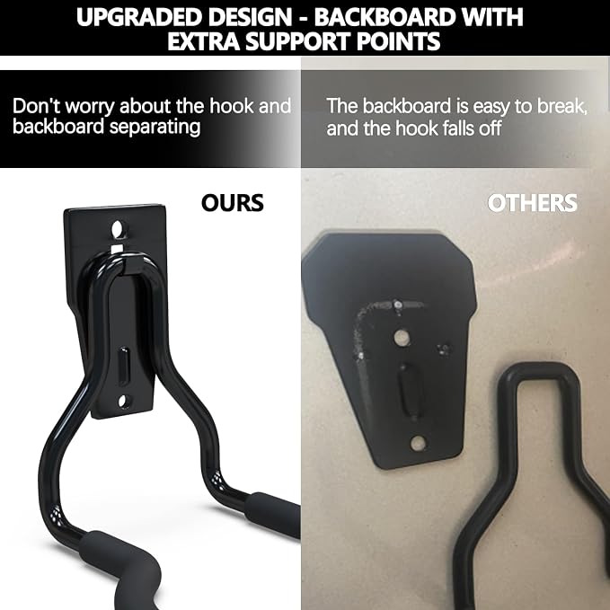 3-H Weed Eater Hanger 2 Pack, 2 Large Garage Wall Hooks, 1 Extension Strap - Image 2