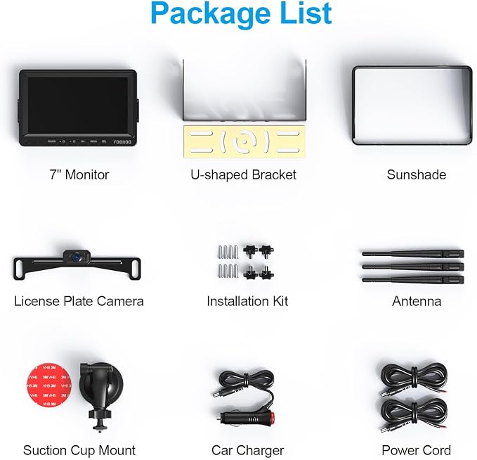 Fookoo HD 1080P 7-inch Wireless Backup Camera, DIY Guide Lines Wide Angle IP69 - Image 7