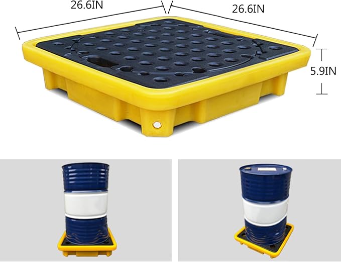 2 Drum Containment Spill Pallet, Polyethylene Low Profile Paint Bucket Tray - Image 2