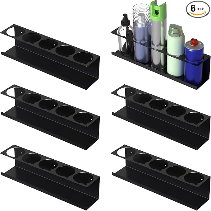 6 Pack Spray Can Holder Organizer, Wall-Mounted Steel Spray Bottle Rack by sogiv