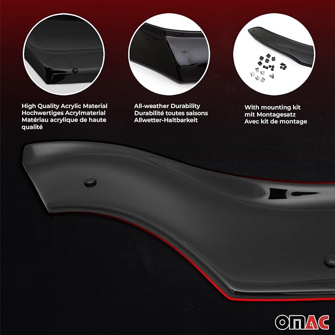 OMAC Front Bug Shield Hood Deflector Guard fits Honda CR-V 2012-2016 Smoke Black - Image 5
