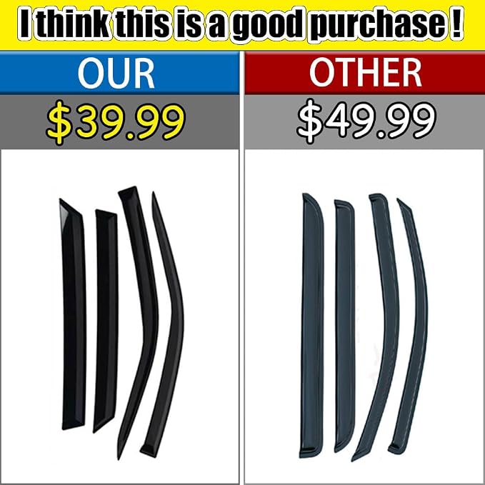 Rain Guards for Jeep Cherokee 2014-2023, Tape-on Side Window Deflectors for - Image 2