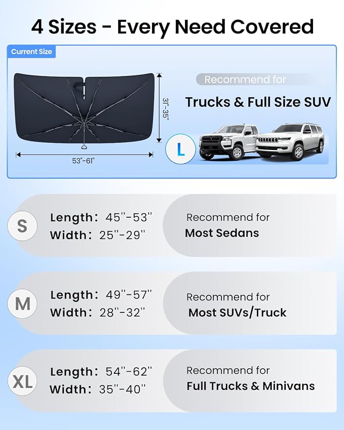 REEVAA 2025 Upgraded Truck Windshield Sun Shade Umbrella Protect Interior - Image 6