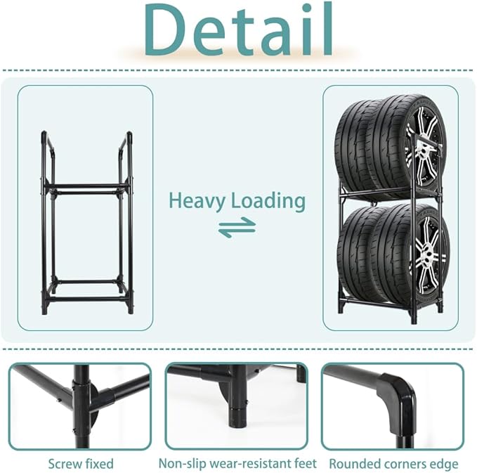Hershii Tire Storage Rack Standing Garage Storage Shelf Organizer - Image 4