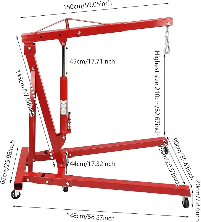 Folding Engine Crane 2 Ton Folding Engine Hoist 4400lbs Crane Hoist Lift - Image 3